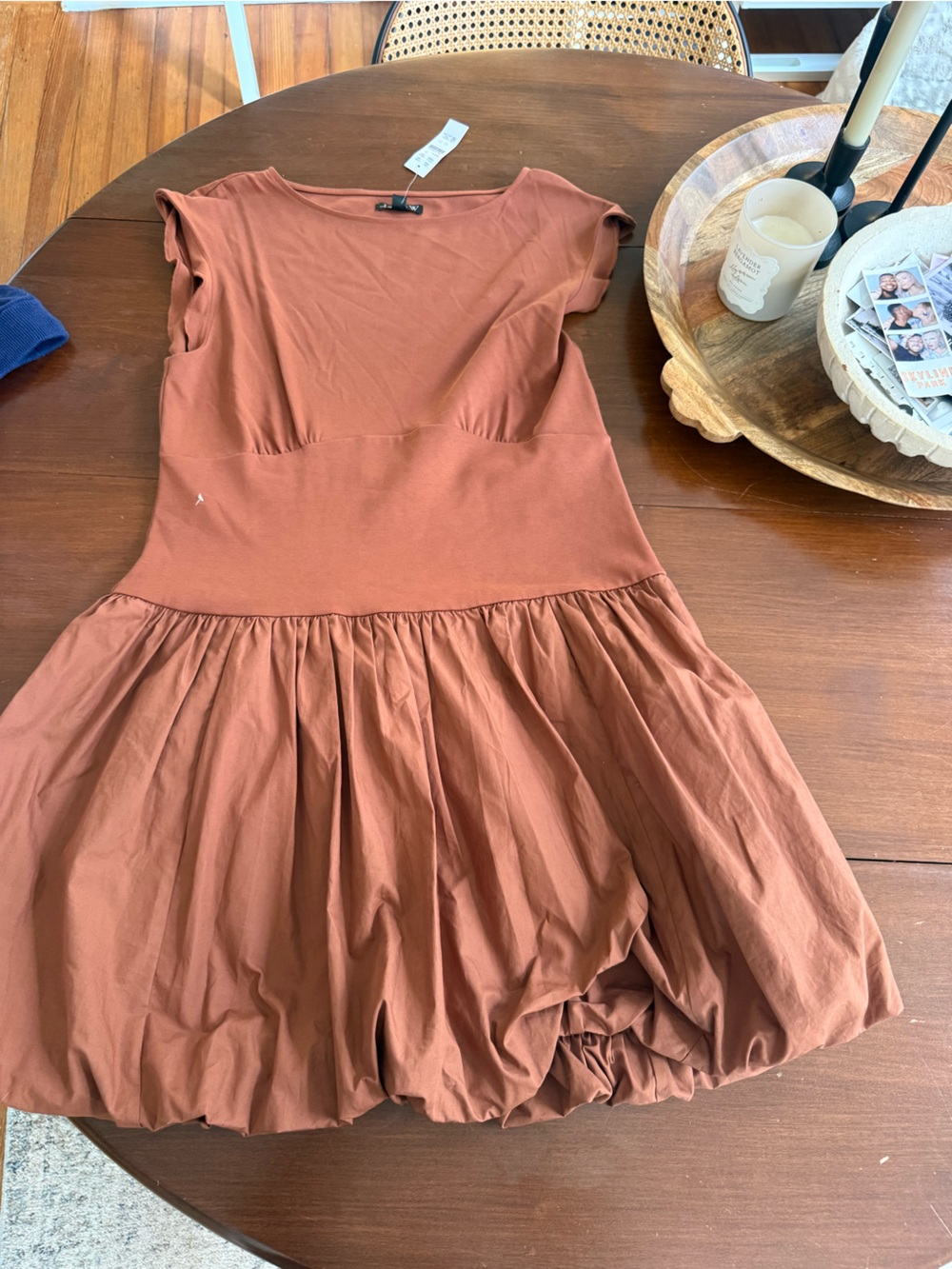J. Crew Rust Brown Mini Dress with Puff Skirt
